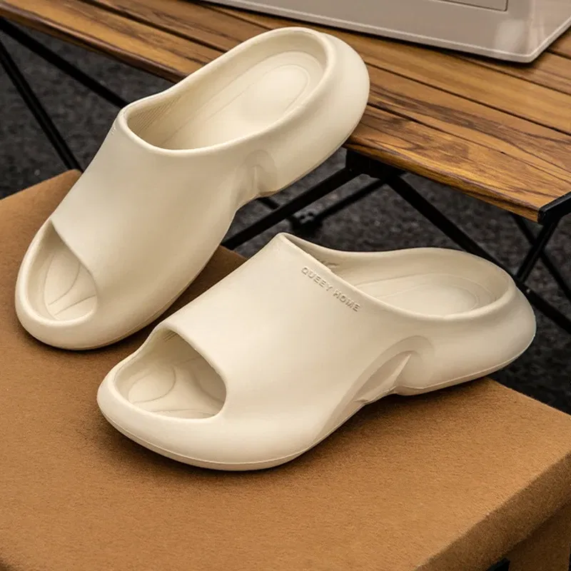 Color: black, Shoe Size: 44-45 - High Quality EVA Soft Thick Soled Slippers Women's Summer Fashion Wear Slippers Home Home Sandals Men's Beach Shoes