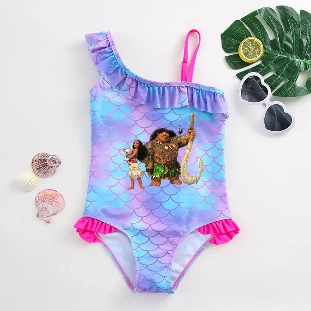 Color: GRAY, Kid Size: 9M - Moana Baby Girl Mermaid Fish Scale Print Swimsuit One-Piece Swimwear Toddler Bathing Suit Beach Outfit