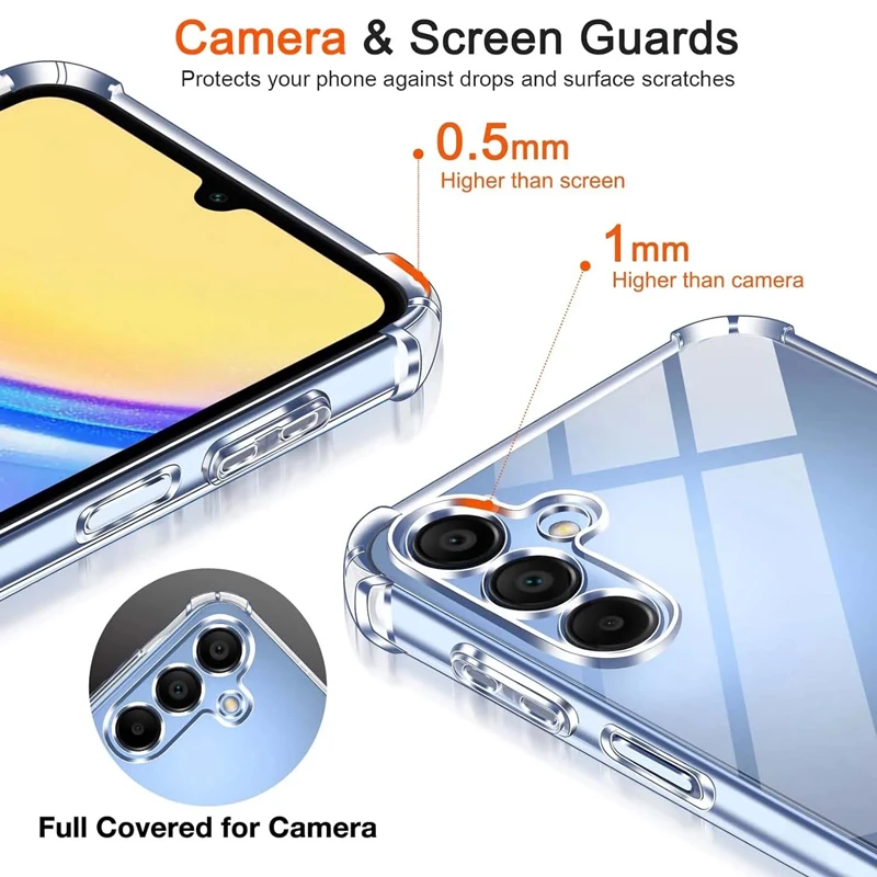 Color: Khaki - Luxury Clear Phone Case For Samsung Galaxy A15 A25 A35 A55 A04 A14 A23 A54 A03 A13 A23 A33 A53 A73 A32 A52 A72 Back Cover