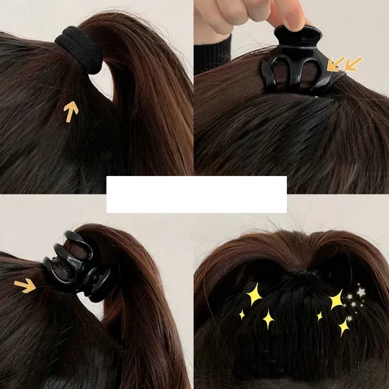 Color: Silver - Korean Fashion Ponytail Hair Claw Clip Black Acrylic Small Hair Claws Women Girls shark Clips Headwear Barrette Hair Accessories