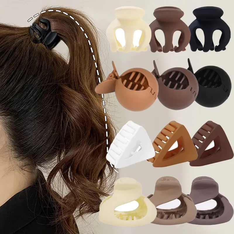 Color: Silver - Korean Fashion Ponytail Hair Claw Clip Black Acrylic Small Hair Claws Women Girls shark Clips Headwear Barrette Hair Accessories