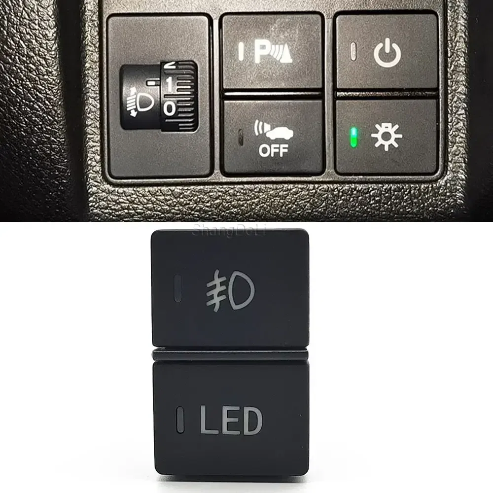 Color: black - LED Light Car Dual Switch Front Fog Light Steering Wheel Heating Button With Wire For Honda CRV URV AVANCIER CITY Accessories