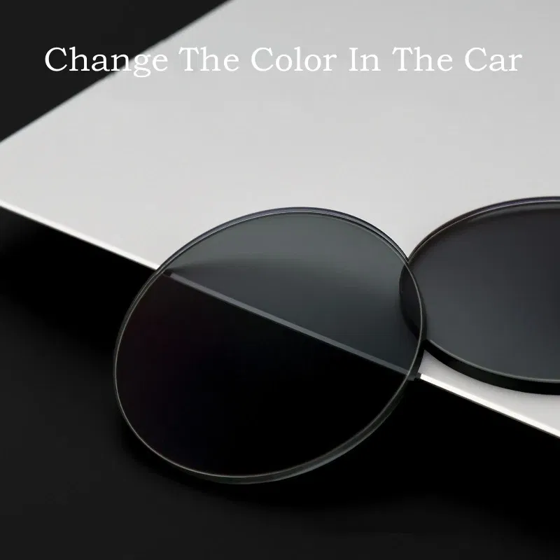 Lenses Color: GRAY - MOMOJA 1.56/1.61 Chameleon Driving Lens Anti-blue Ray Anti-glare Photochromic Lens Anti-scratch Anti-reflection HMC lens 1 pair