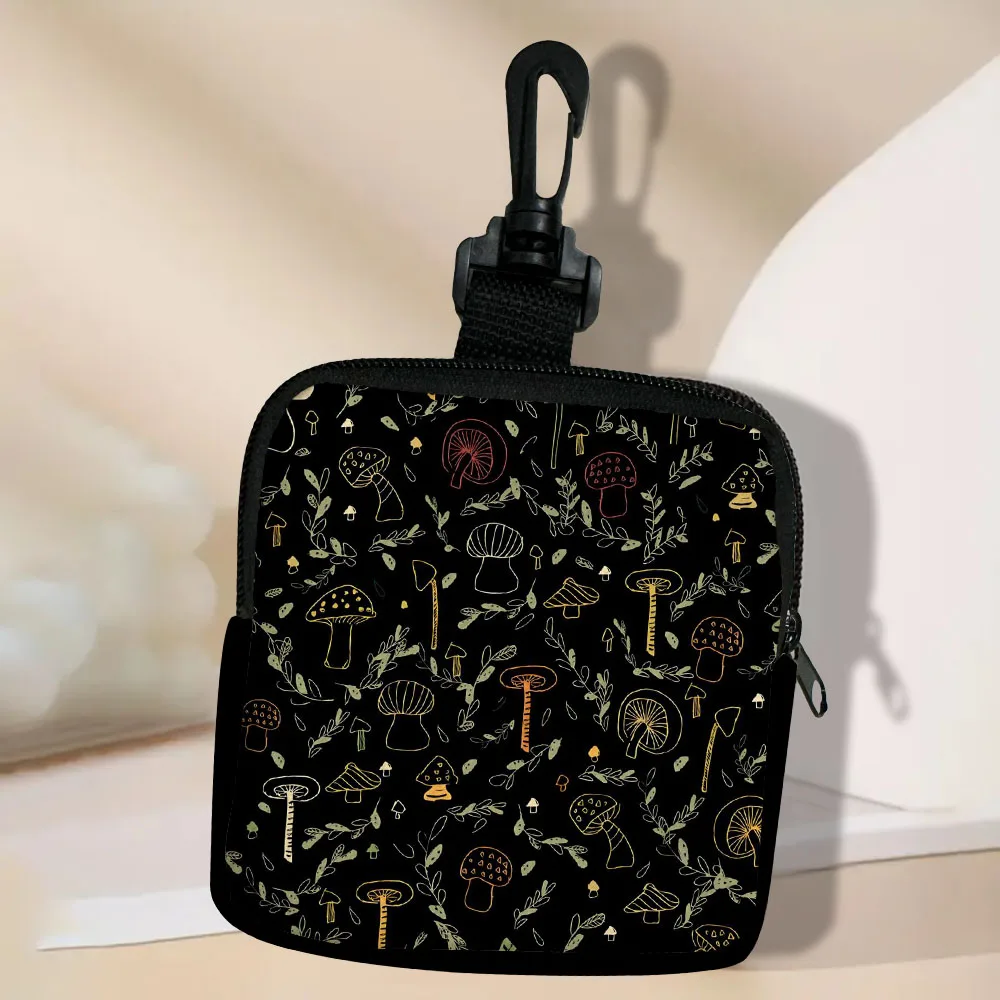 Color: Gold - Mushroom-Seamless-Pattern Portable Women Coin Bag Money Purse Id Card Holder Wallet Case Zipper Key Storage Pouch Key Bag 5.23