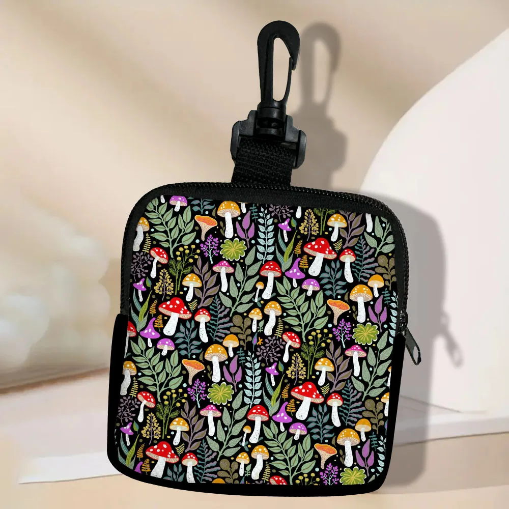 Color: Gold - Mushroom-Seamless-Pattern Portable Women Coin Bag Money Purse Id Card Holder Wallet Case Zipper Key Storage Pouch Key Bag 5.23