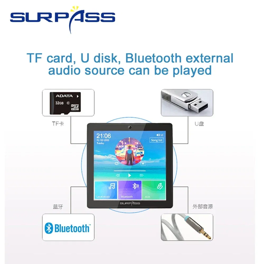 Ships From: CHINA, Color: Brown - Smart Home Audio 4 Channel Wireless Bluetooth-compatible Wall Amplifier Mini Multifunction Stereo Board Hifi with Fm Radio