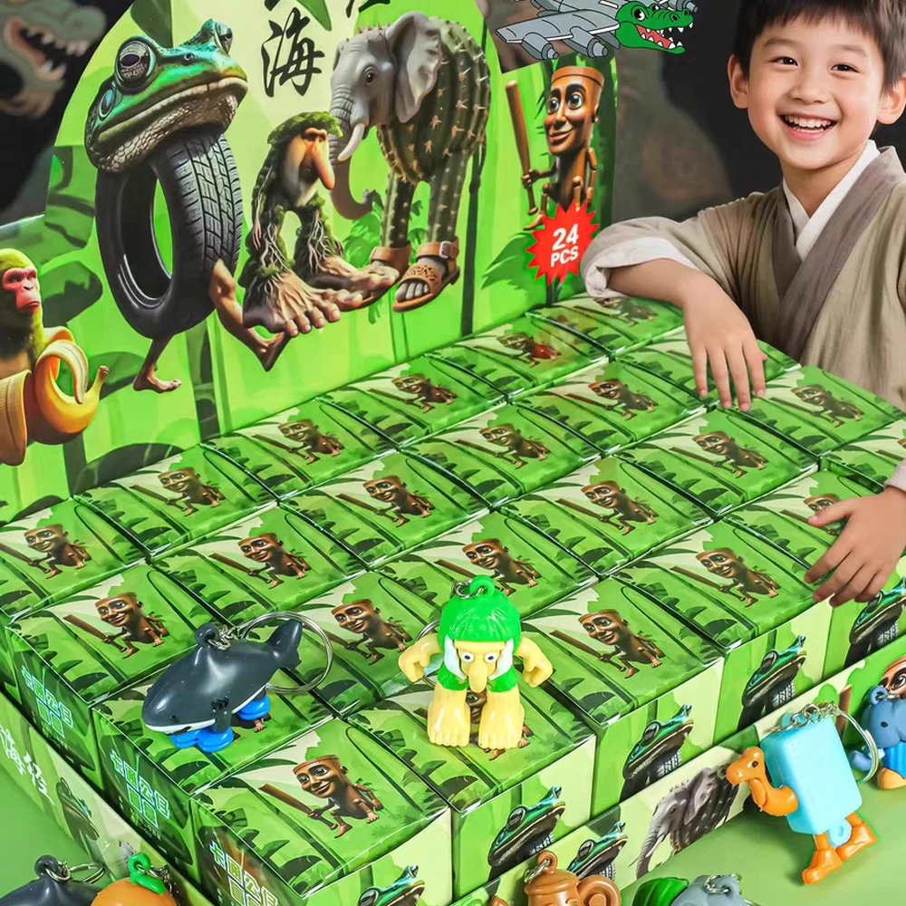Color: GRAY - 12/24PCS Italian Brainrot Blind Box Toy Tungtungtung Sahur Tralarero Tralala Bombardinocrocodilo Figures Key Chain Birthday Gift