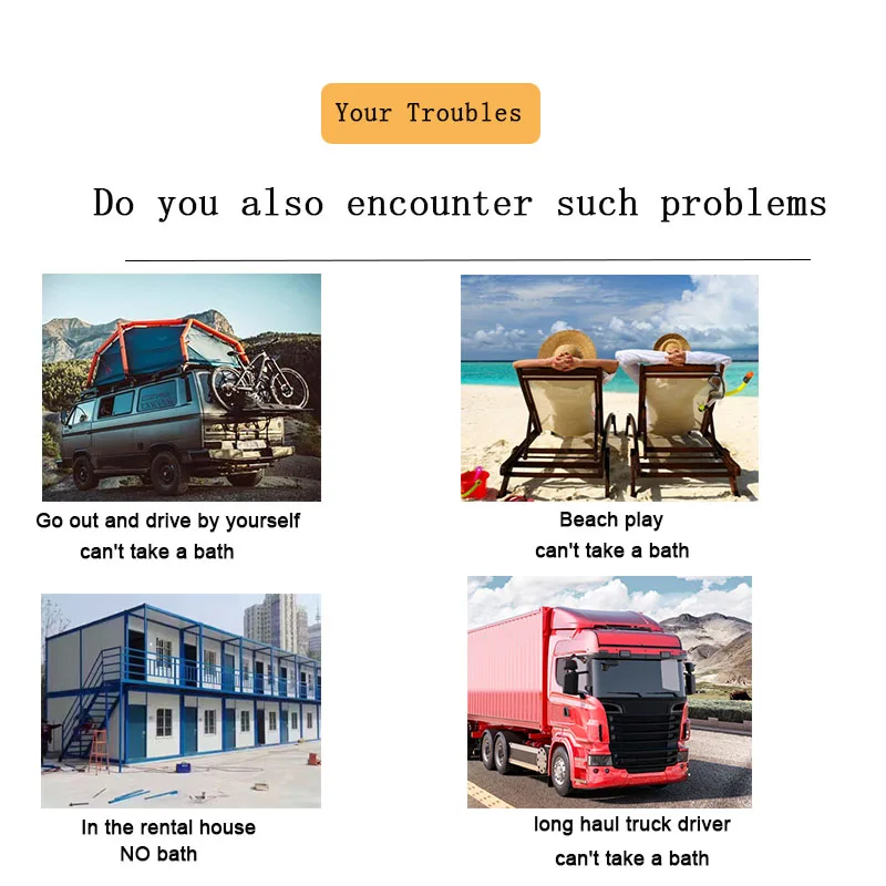 Color: Navy Blue - Portable Car Washer 12V Camping Shower Car Shower High Pressure Power Washer Electric Pump for Outdoor Camping Travel