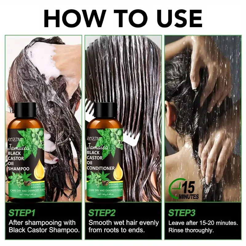 Jamaican Black Castor Shampoo And Conditioner Travel Set, Easy To Carry, Deep Clean And Condition Hair, Lasting Fragrance, Leaving Hair Naturally Fluffy, Light And Smooth, travel essential