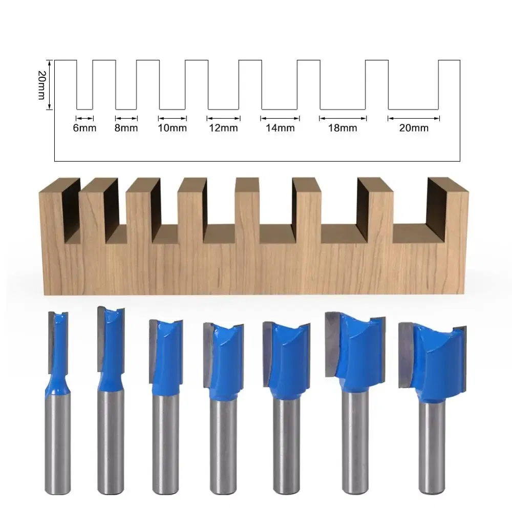 Cutting Edge Length: 31mm - 1PCS 8mm Shank Straight Woodworking Router Bit Set Carpenter Milling Cutter 6/8/10/12/14/18/20mm Cutting Diameter