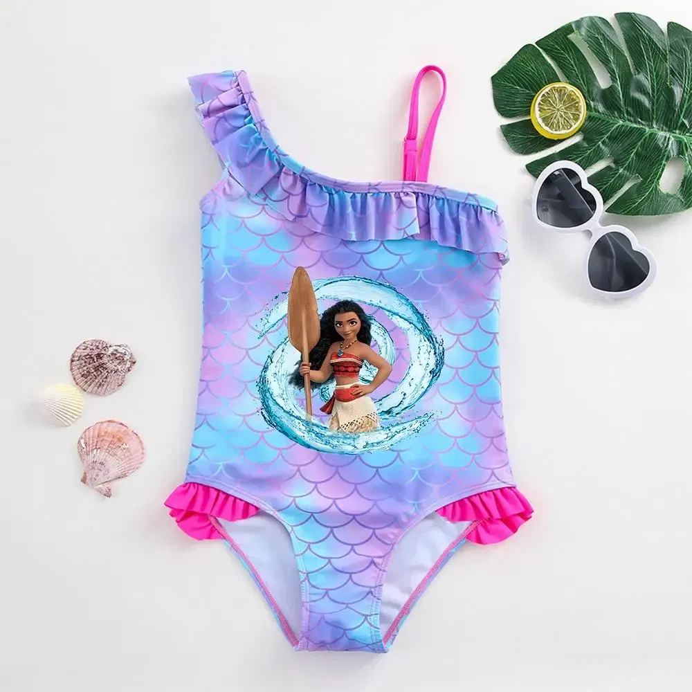 Color: Orange, Kid Size: 3M - Moana Baby Girl Mermaid Fish Scale Print Swimsuit One-Piece Swimwear Toddler Bathing Suit Beach Outfit