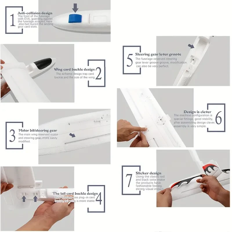 FX707S Hand Launch Glider Plane - Soft Foam DIY Airplane Model for Halloween & Christmas Gifts