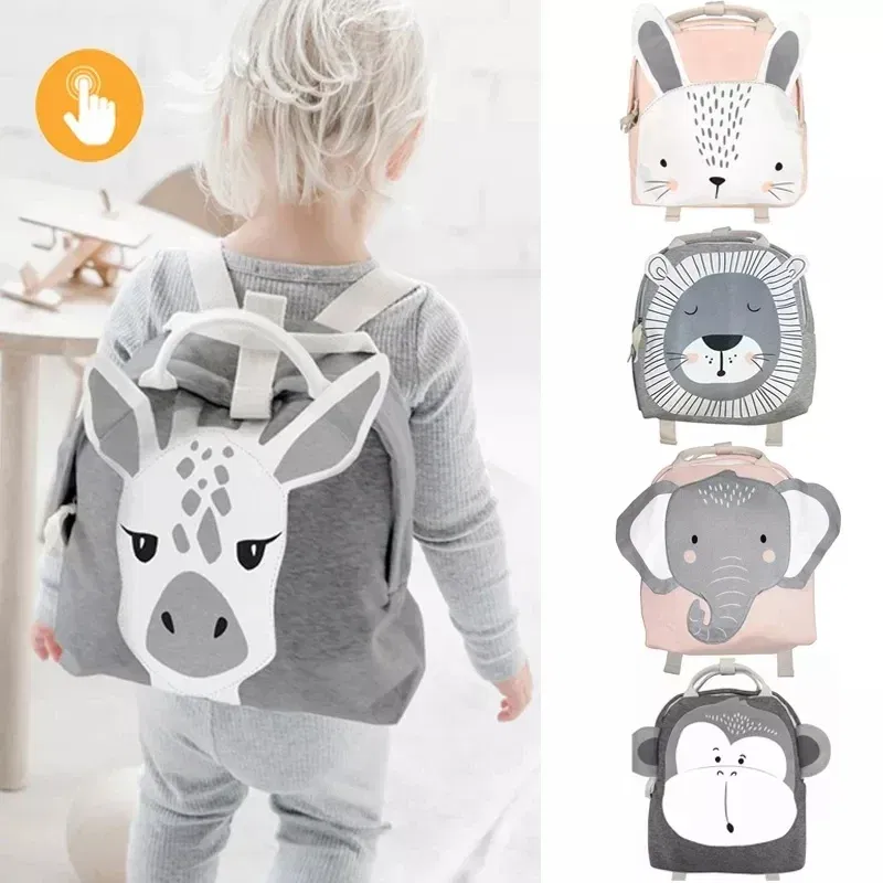Color: Beige - Children Backpack Toddler Kids School Backpack for Baby Kids Cute School Bag Boy Girl Light Bag Rabbit Butterfly Lion Bag