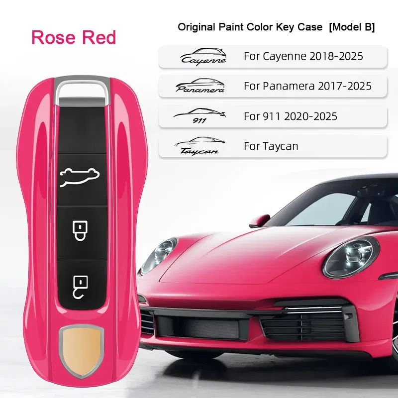 Color Name: army green - For Porsche Cayenne 9ya 9yb Panamera 971 911 Targe Taycan Macan 95b Cayman 718 Boxster 2014-2025 Car Remote Smart Key Case Cover