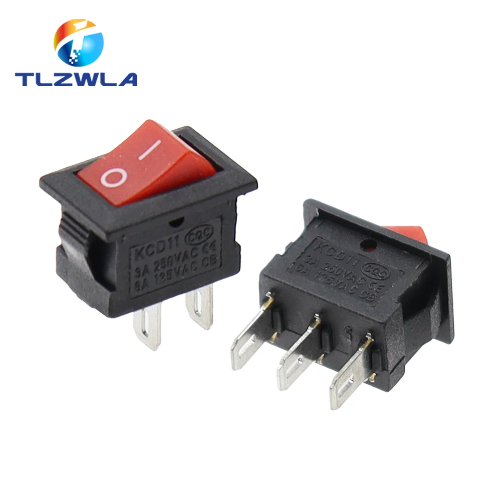 Color: army green, Size: 3XL - 5/10PCS KCD11 Rocker Switch 10*15mm Mini Push Button Switch ON-OFF / ON-OFF-ON 2 Pins / 3 Pins 3A 250VAC / 6A 125VAC 10x15mm