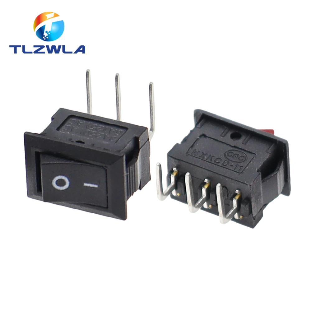 Color: army green, Size: 3XL - 5/10PCS KCD11 Rocker Switch 10*15mm Mini Push Button Switch ON-OFF / ON-OFF-ON 2 Pins / 3 Pins 3A 250VAC / 6A 125VAC 10x15mm