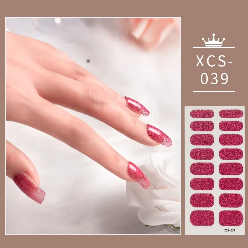 Color: WHITE - Rose Red Shiny Twinkle Full Cover Nail Stickers Sticker For Nails Self Adhesive Nail Sticker Fashion Nail Stickers Beauty