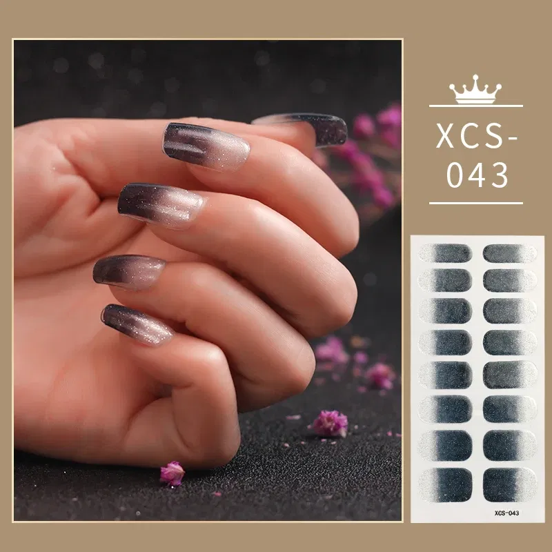 Color: WHITE - Rose Red Shiny Twinkle Full Cover Nail Stickers Sticker For Nails Self Adhesive Nail Sticker Fashion Nail Stickers Beauty