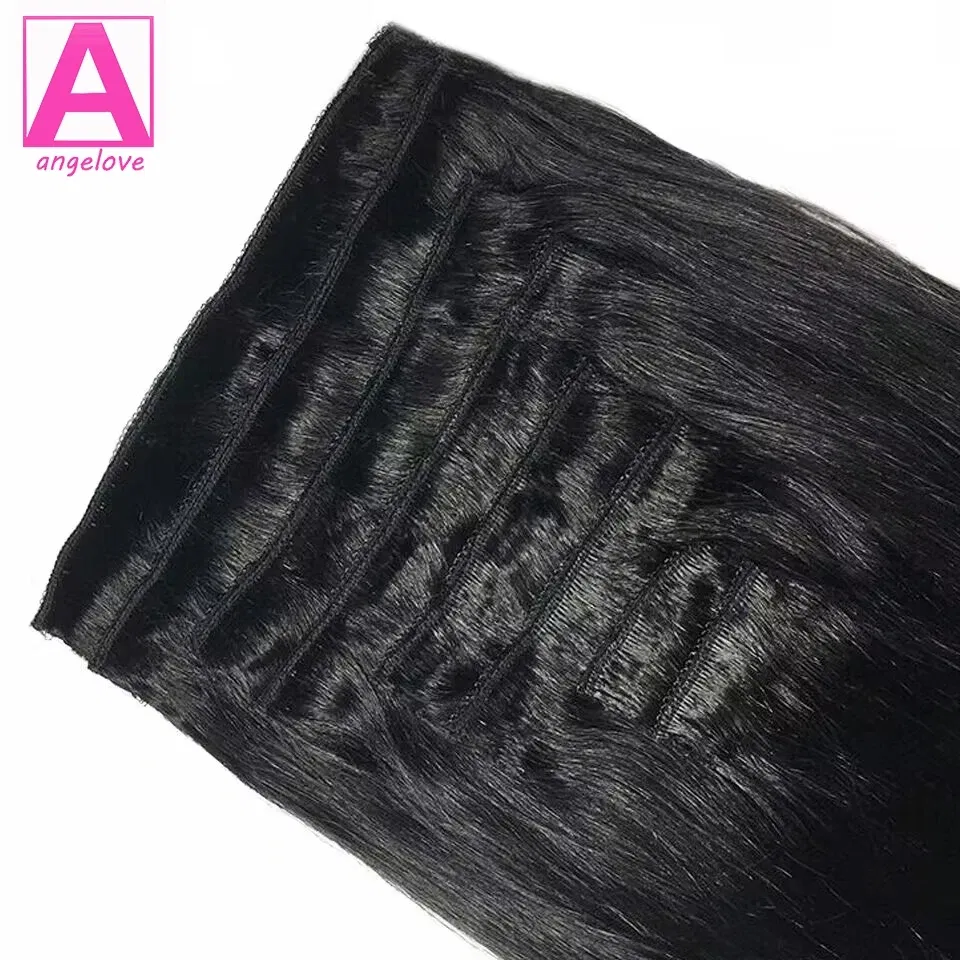 Color: Pink, Stretched Length: 10inches, Life Span: 6 Months With Proper Care, Weight Per Package: 100g/Set - Straight Clip In Hair Extension Human Hair 120g/Set Straight Clip In Extension Full Head Brazilian Clip Hair Extension for Women