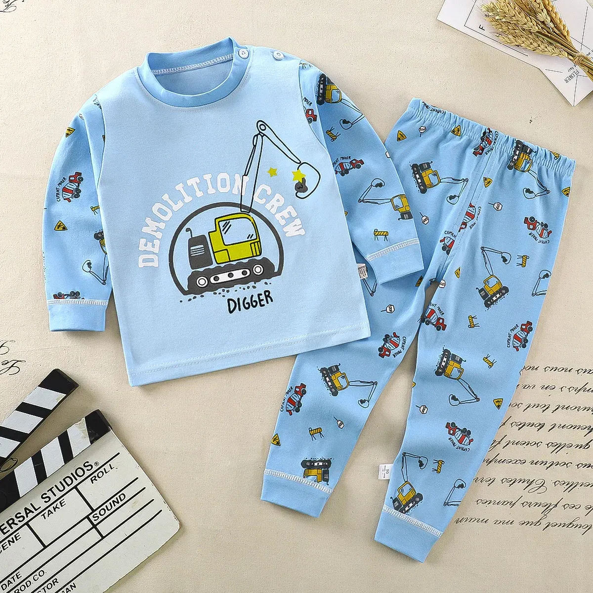Color: black, Kid Size: 2T - Children Kids Clothes Sets Boys Girls Suit Pajamas Clothinng Pants Cartoon Autumn Winter Sleepwear Outfits