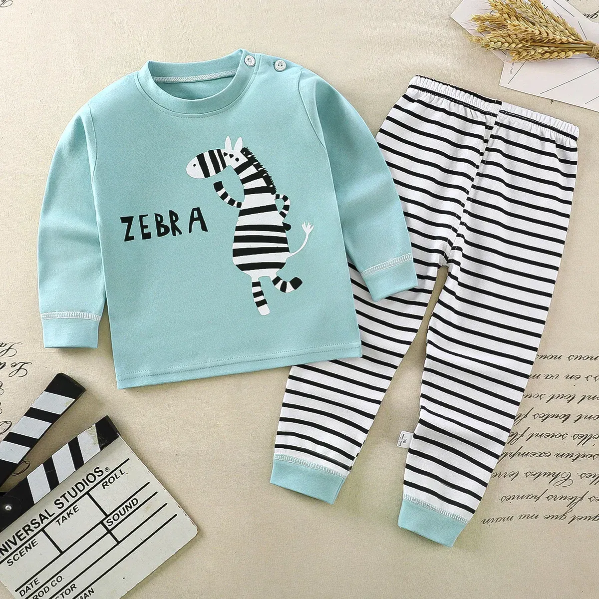 Color: black, Kid Size: 2T - Children Kids Clothes Sets Boys Girls Suit Pajamas Clothinng Pants Cartoon Autumn Winter Sleepwear Outfits