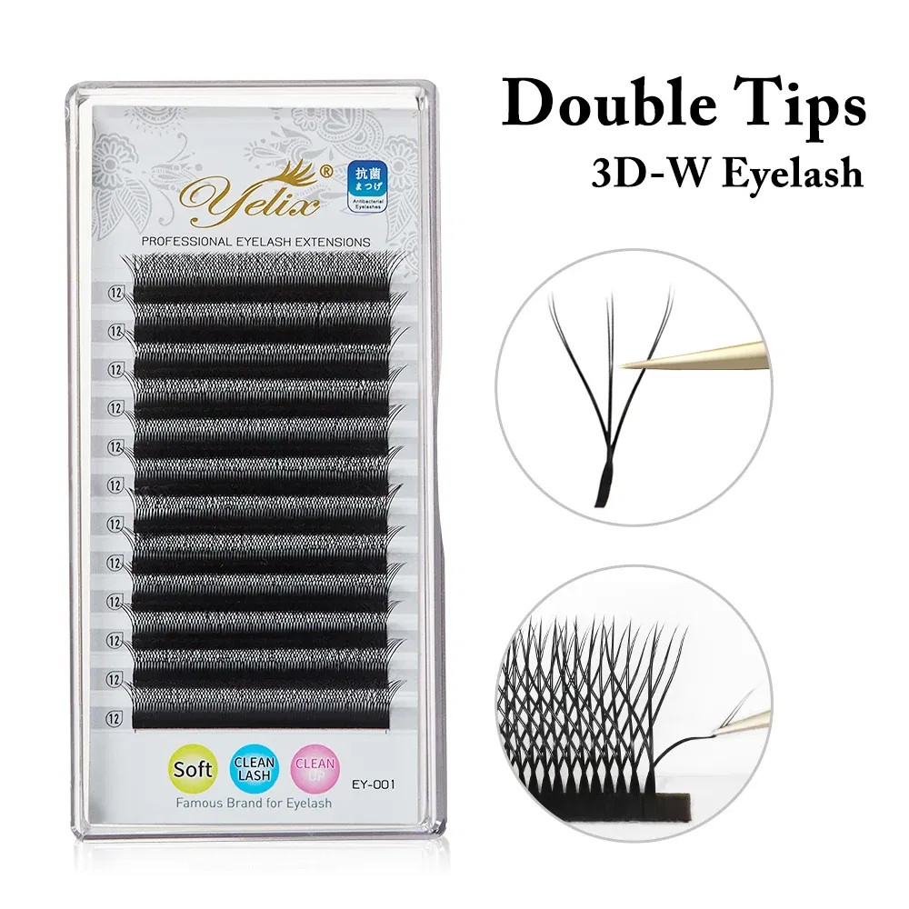 Color: Brushed Slate, Curl: CC, Thickness: 0.07mm, Length: MIX - Yelix Cilios 5D W Shape Eyelash Extensions 4D/6D Premade Volume Fans Natural Soft Automatic Flowering Lash Makeup Supplies