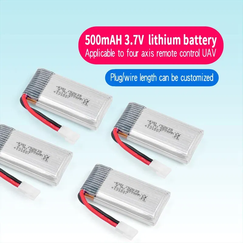 Color: black - Suitable For Remote Control Aircraft 3.7V 500mAh 300mAh 250mAh 160mAh RC Aircraft Rechargeable Liion Battery