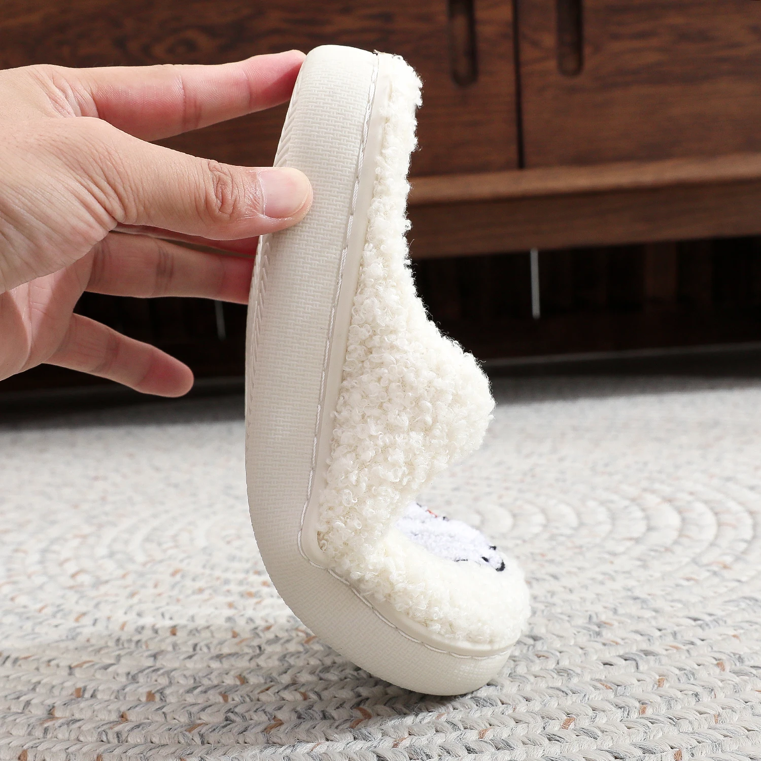 Color: Blue, Shoe Size: 38 - Winter Funny Palm Fur Slippers Home Home Wear-Resistant Non-Slip Plus Velvet Thick Bottom Cotton Slippers