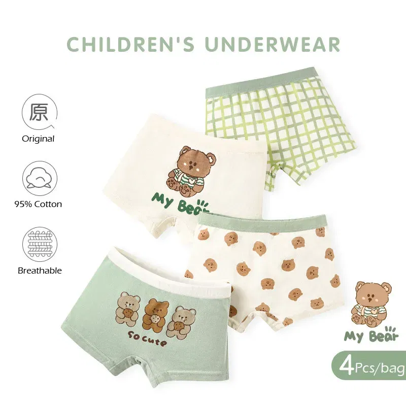 Color: SKY BLUE, Kid Size: 5 - Kids Boys Underwear Spring Newest Baby Underpants Children 4pcs Cotton Briefs Boys Boxer Shorts Baby Underwear