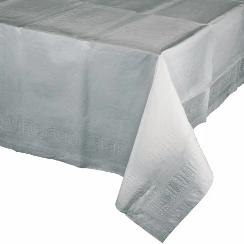 Shimmering Silver Tablecover Plastic