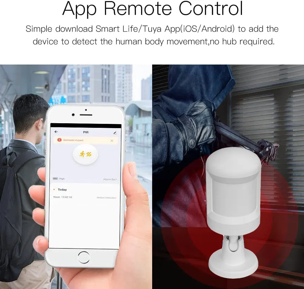 Color: Blue - Tuya Smart ZigBee 3.0 Battery Alexa PIR Motion Sensor Detector 5-7M 150?° Works with ZigBee BLE5.0 Bluetooth Mesh Gateway Hub