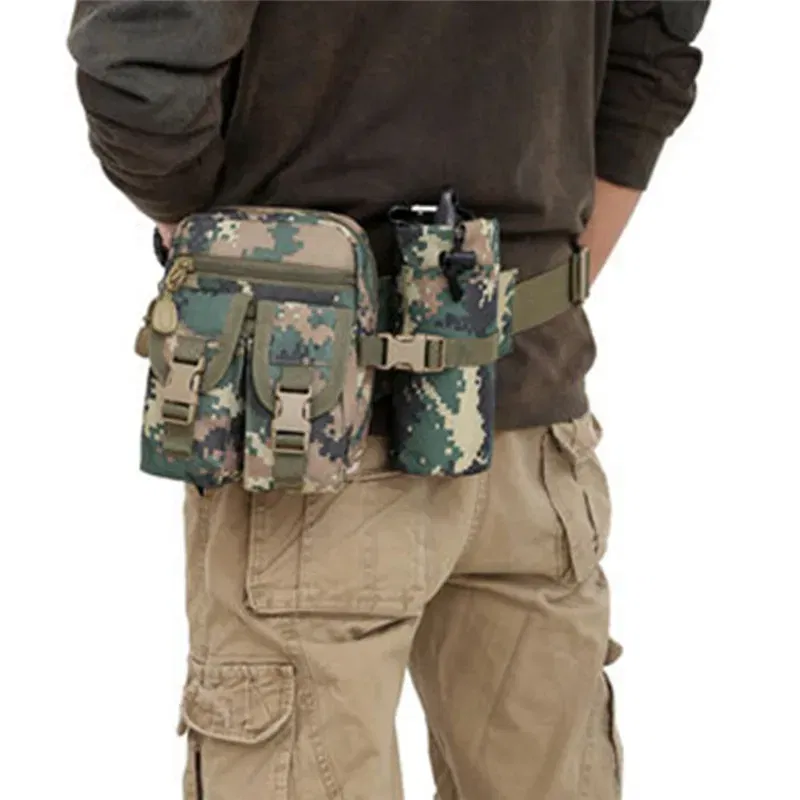 Color: Gold - Waterproof Nylon Fanny Pack Men  Tactical Military Army Waist Bag Hiking Outdoor Camping Shoulder Bum Belt Bum Sport Chest Bags