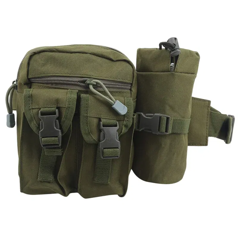 Color: Gold - Waterproof Nylon Fanny Pack Men  Tactical Military Army Waist Bag Hiking Outdoor Camping Shoulder Bum Belt Bum Sport Chest Bags