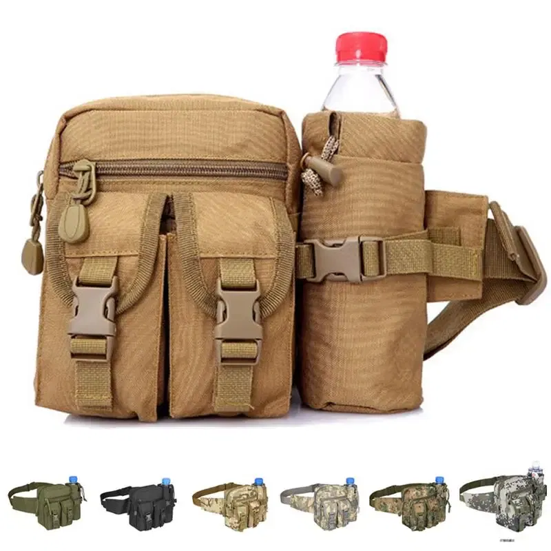 Color: Gold - Waterproof Nylon Fanny Pack Men  Tactical Military Army Waist Bag Hiking Outdoor Camping Shoulder Bum Belt Bum Sport Chest Bags