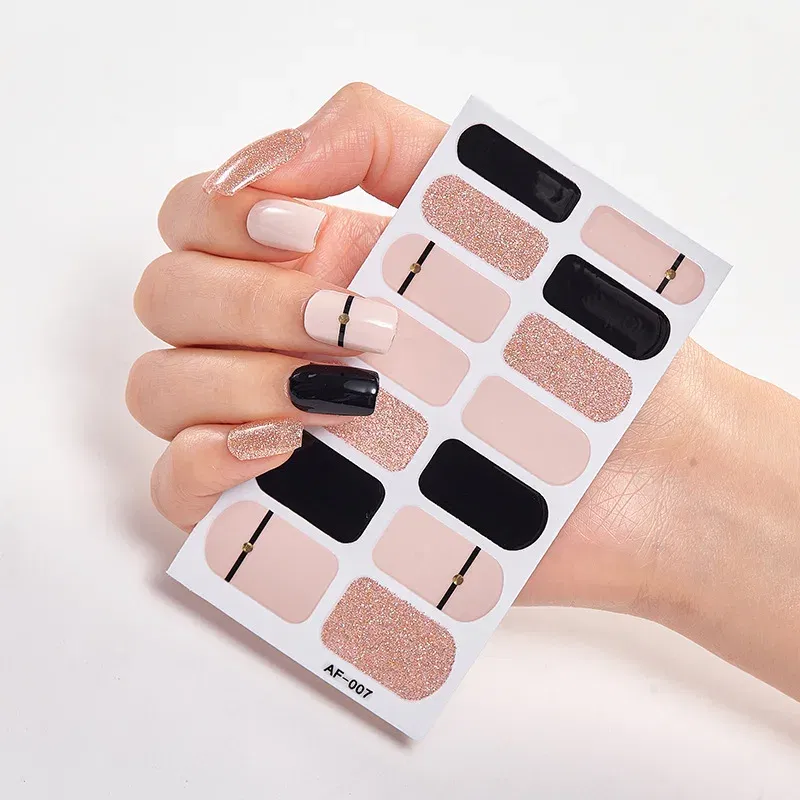 Color: Titanium - Solid Colors And Creative Nail Art Decals Plain Stickers Minimalist Design Self Adhesive Designed Nail Tape Nail Strips