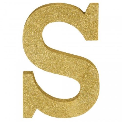 Letter S Gold Glittered Decoration Wooden