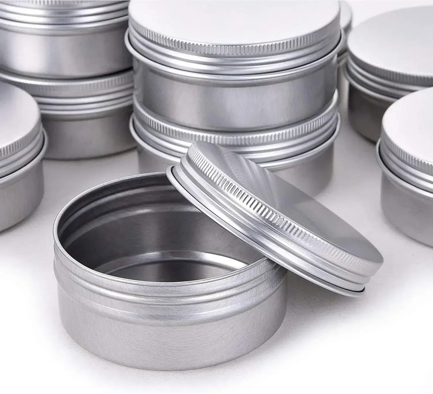 Color: light yellow, Specifications: 5ml, Material: Plastic - 20pcs 5g - 100g Metal Round Tins Aluminum Empty Silver Cans With Screw Lid Balm Nail Art Makeup Cream Jar Storage Box