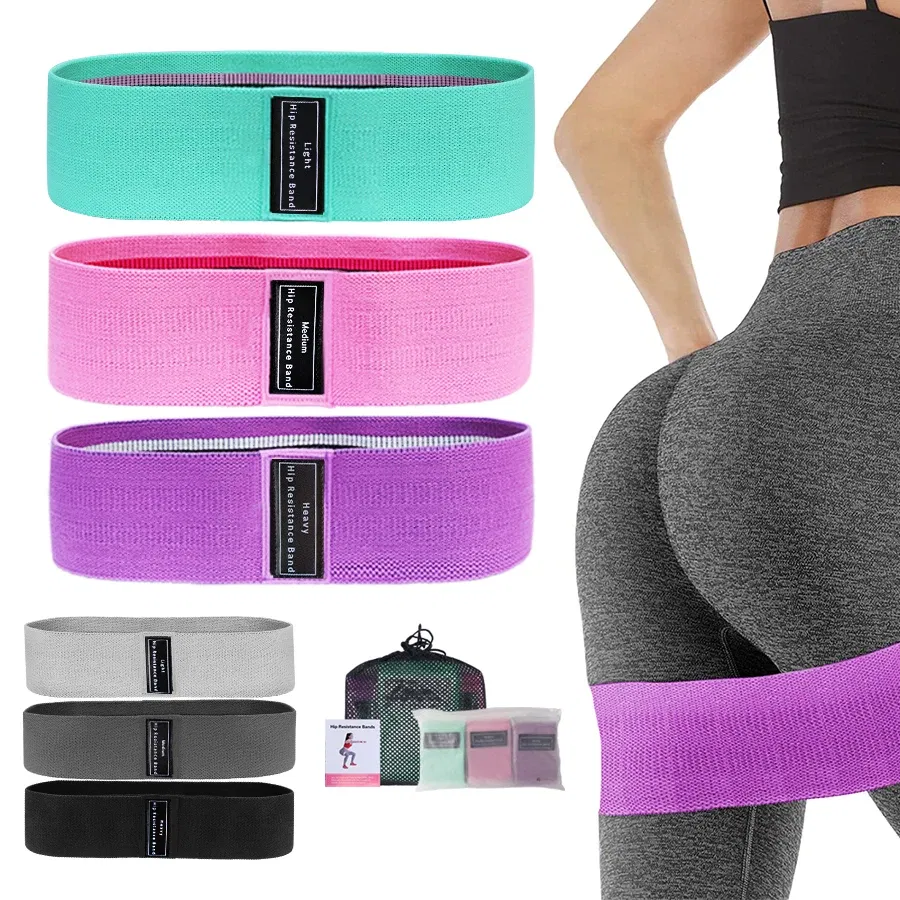 Color: Burgundy - Fabric Resistance Hip Booty Bands Glute Thigh Elastic Workout Bands Squat Circle Stretch Fitness Strips Loops Yoga Gym Equipment