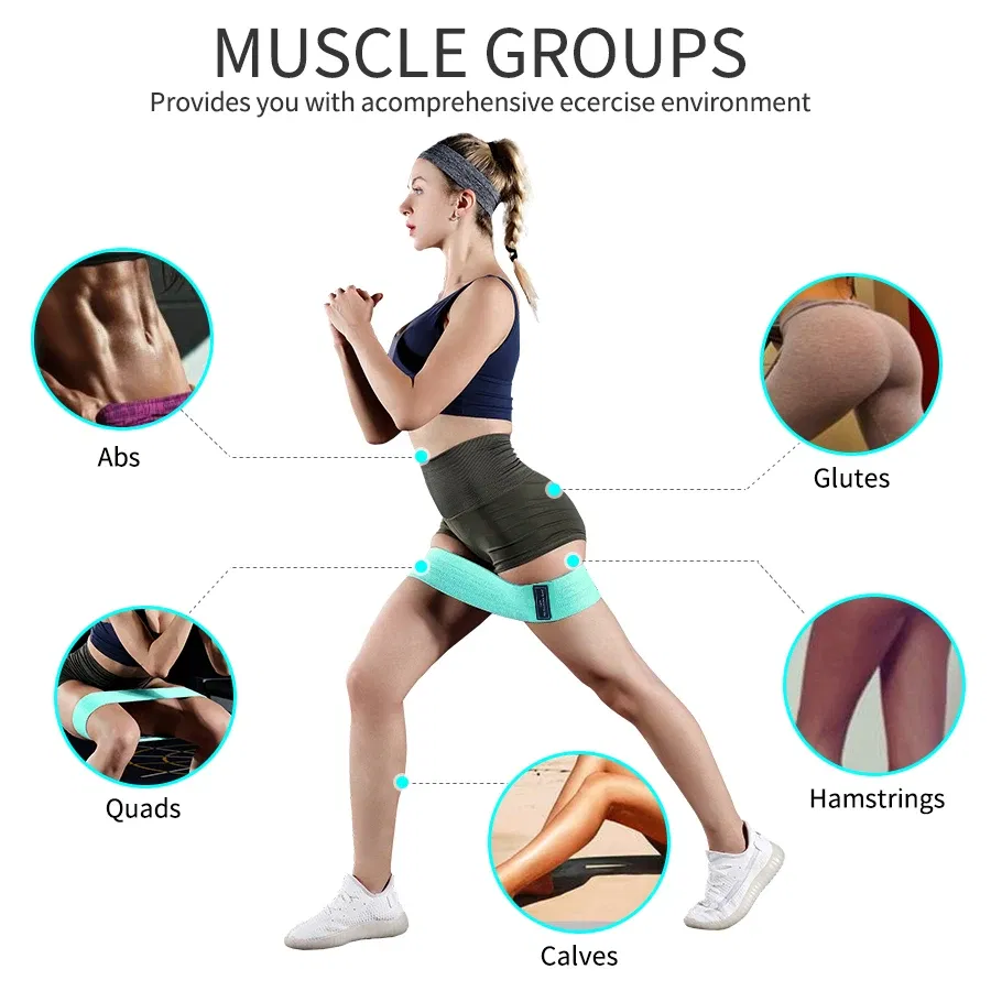Color: Burgundy - Fabric Resistance Hip Booty Bands Glute Thigh Elastic Workout Bands Squat Circle Stretch Fitness Strips Loops Yoga Gym Equipment
