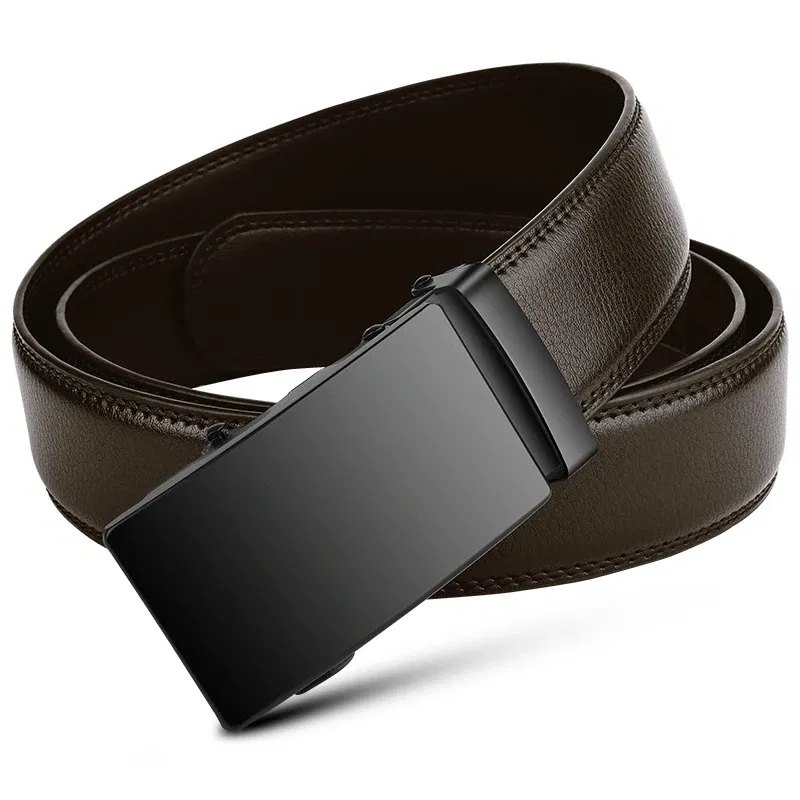 Color: black, Belt Length: 125cm - Famous Brand Business Belt Men Top Quality PU Luxury Leather Waist Strap Black Male Automatic Buckle Jeans Belts for Men