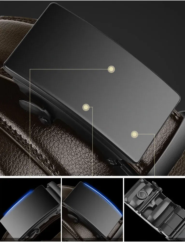 Color: black, Belt Length: 125cm - Famous Brand Business Belt Men Top Quality PU Luxury Leather Waist Strap Black Male Automatic Buckle Jeans Belts for Men