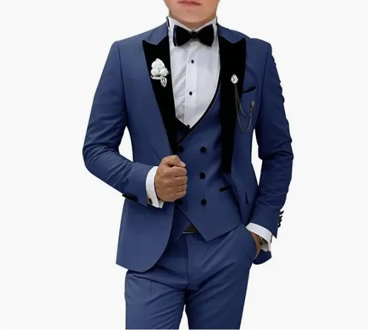 Color: Dark Grey, Size: XXXL - Pink Prom Suit for Men  3 Piece Jacket Vest Pants Set   Peaked Lapel Blazer   Outfit Costume Birthday Party
