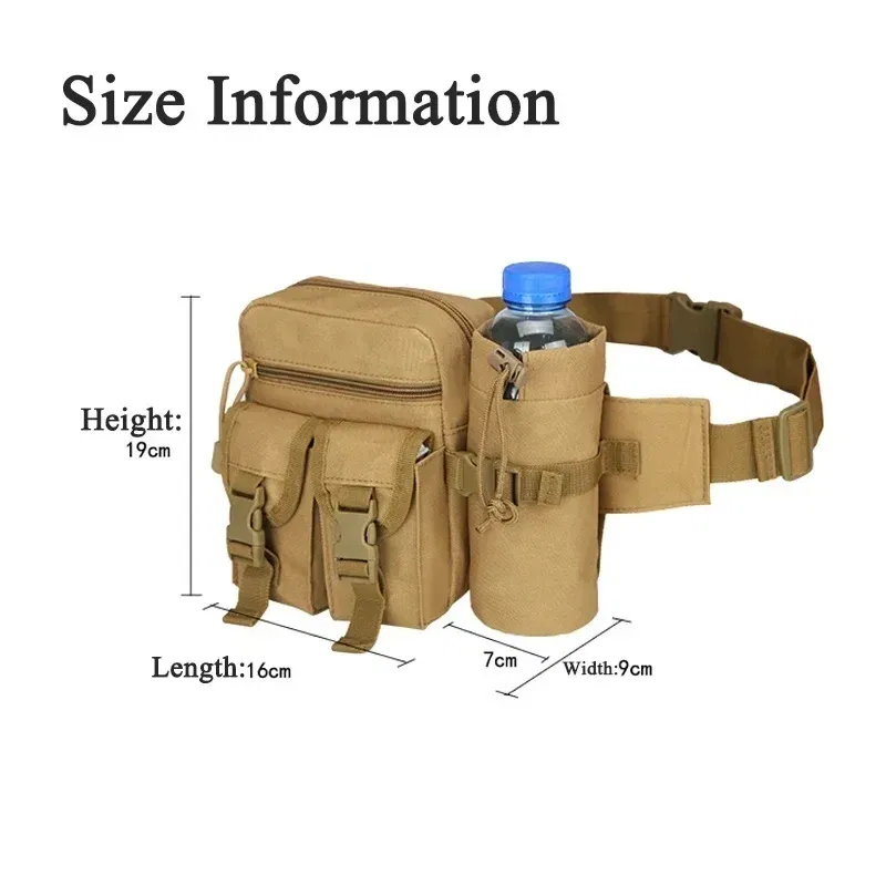 Color: Brown - Men's Tactical Casual Fanny Waterproof Pouch Waist Bag Packs Outdoor Military Bag