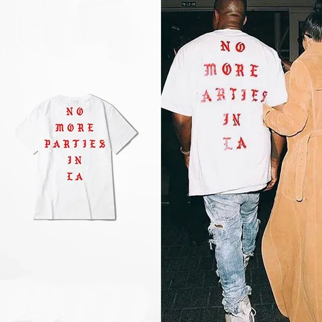 Color: WHITE, Size: XL - 2023 New Hip Hop T-shirt Kanye West I feel Like Paul 100% Cotton tshirts NO MORE PARTIES IN LA T SHIRTS Men Women Tee Tops