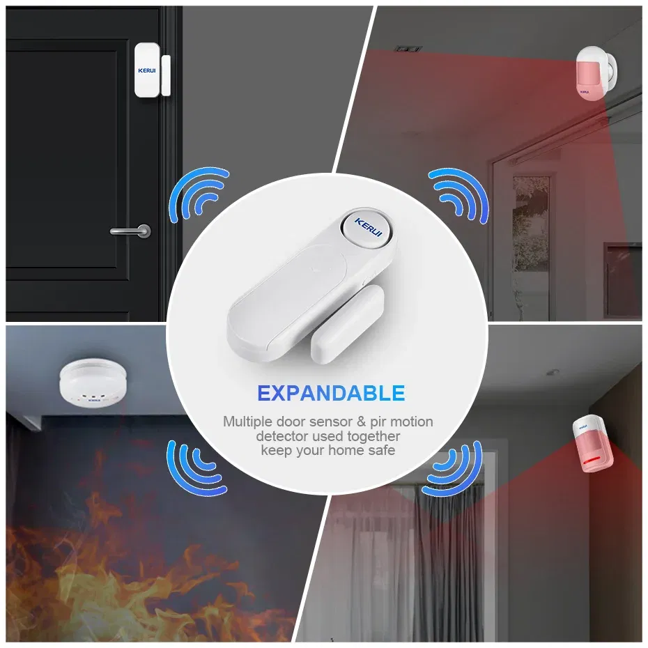 Color: Green, Ships From: CHINA - KERUI Wireless Door/Windows Sensor Alarm 300ft 120dB Anti-Theft Smart Remote Control For Kids Cabinet Safety Home Security