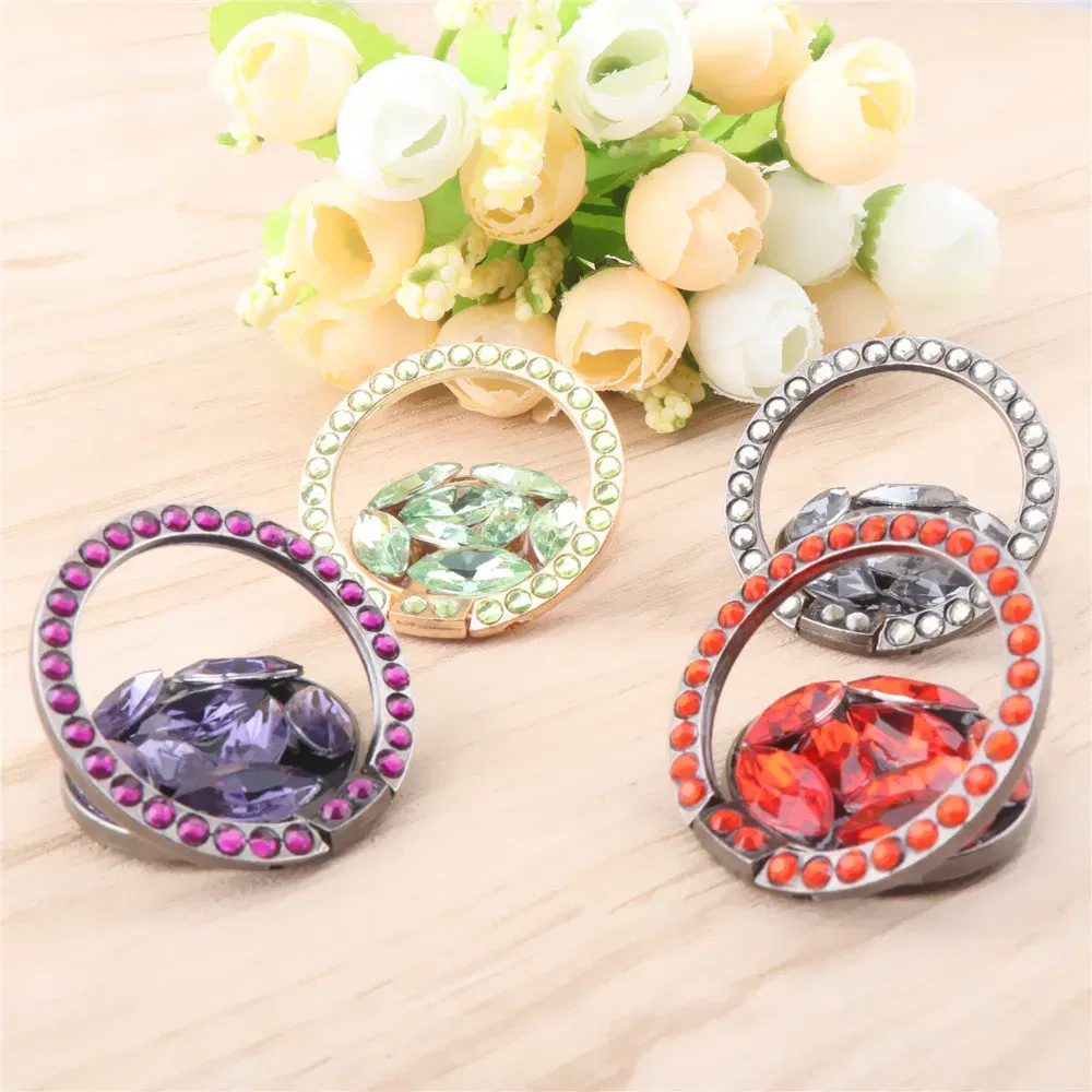 Color: PURPLE - Universal Luxury Bling Diamond Phone Holder Foldable Portable Lazy Bracket Smartphone Finger Ring Stand Cartoon For iPhone11 XS