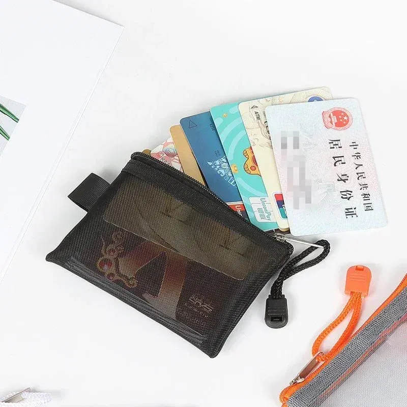 Color: Lavender - Mini Mesh Coin Bags Money Earphone Data Line Storage Bags Bus ID Credit Card Holder Zipper Pouch Traveling Small Coin Wallet