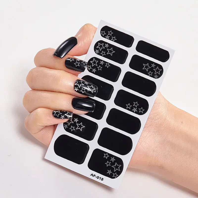 Color: Blue White - Nail Polish Stickers Nail Wraps DIY Self Adhesive Nail Sticker Nail Accesoires Designer Nail Decals Full Cover Nail Stickers