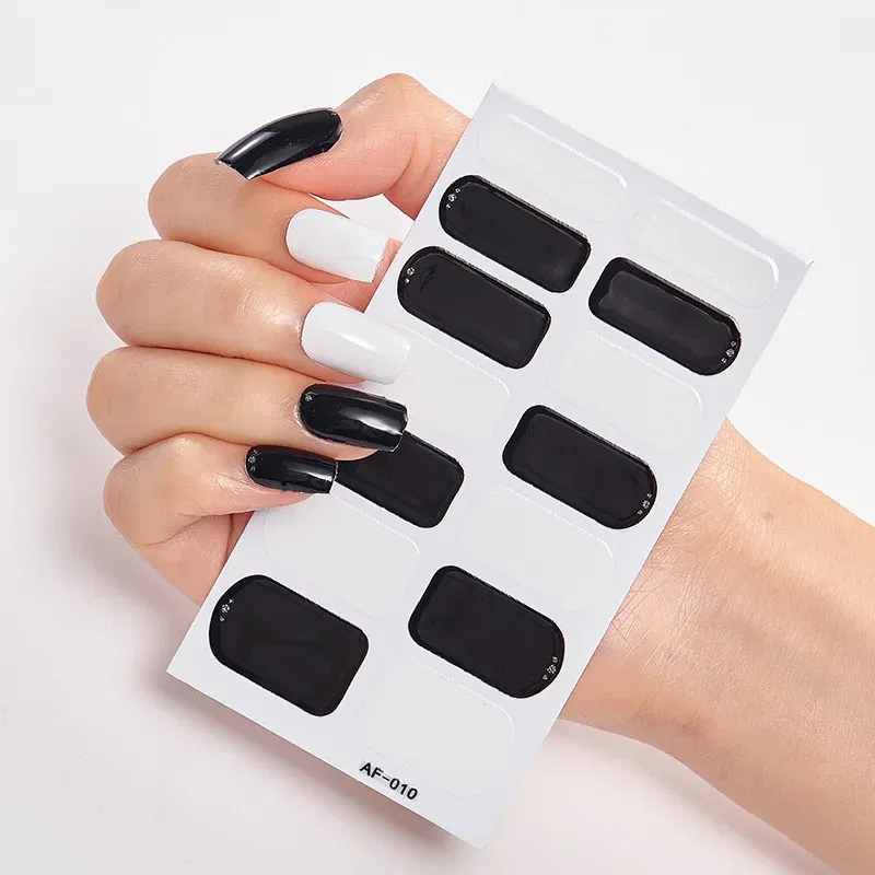 Color: Blue White - Nail Polish Stickers Nail Wraps DIY Self Adhesive Nail Sticker Nail Accesoires Designer Nail Decals Full Cover Nail Stickers