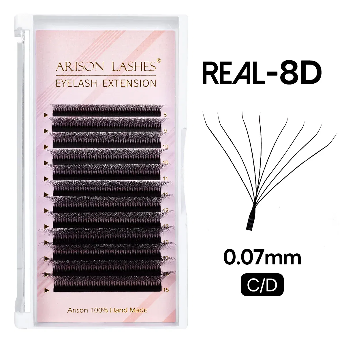 Color: Orange, Curl: D, Thickness: 0.07mm, Length: 12mm - ARISON YY Lashes and 3D/4D/5D W Shape Lashes Brasileiro Premade Volume Eyelashes Extension Soft Thin Easily Grafting Extension